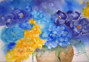 Strauss in Vase Aquarell